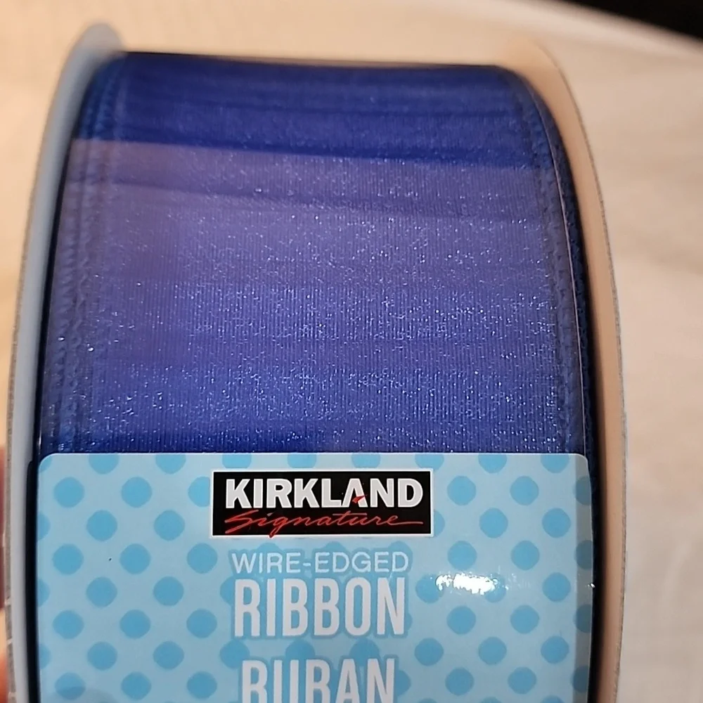 NEW Kirkland Blue Sparkle Wire-edged Ribbon, 2-1/2